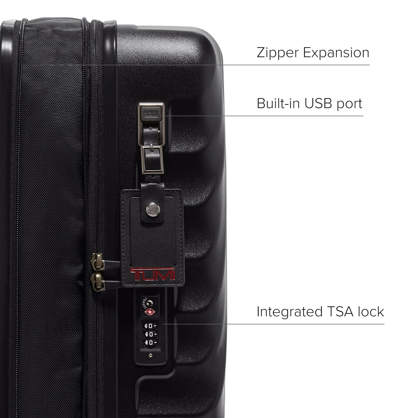 TUMI - 19 Degree Expandable Carry-On - 4-Wheeled Hard Shell Suitcase - 21.8" X 14.0" X 9.0" - Matte Black Texture