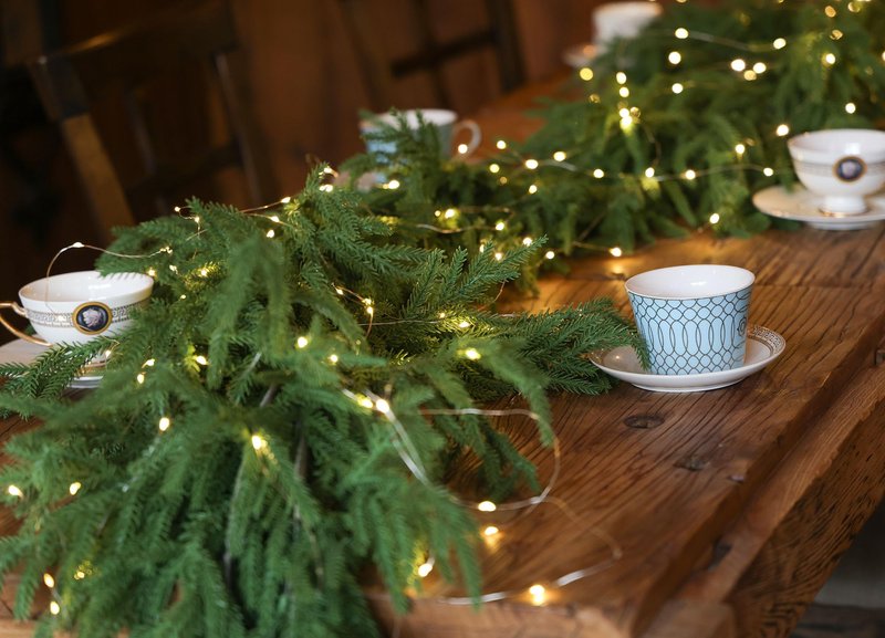 MISSPIN 9ft Christmas Garland with LED Lights, Real Touch Norfolk Pine Garland, Green Artificial Greenery Garland for Table, Mantle, String Light, Wall, Indoor, Outdoor Christmas Decorations