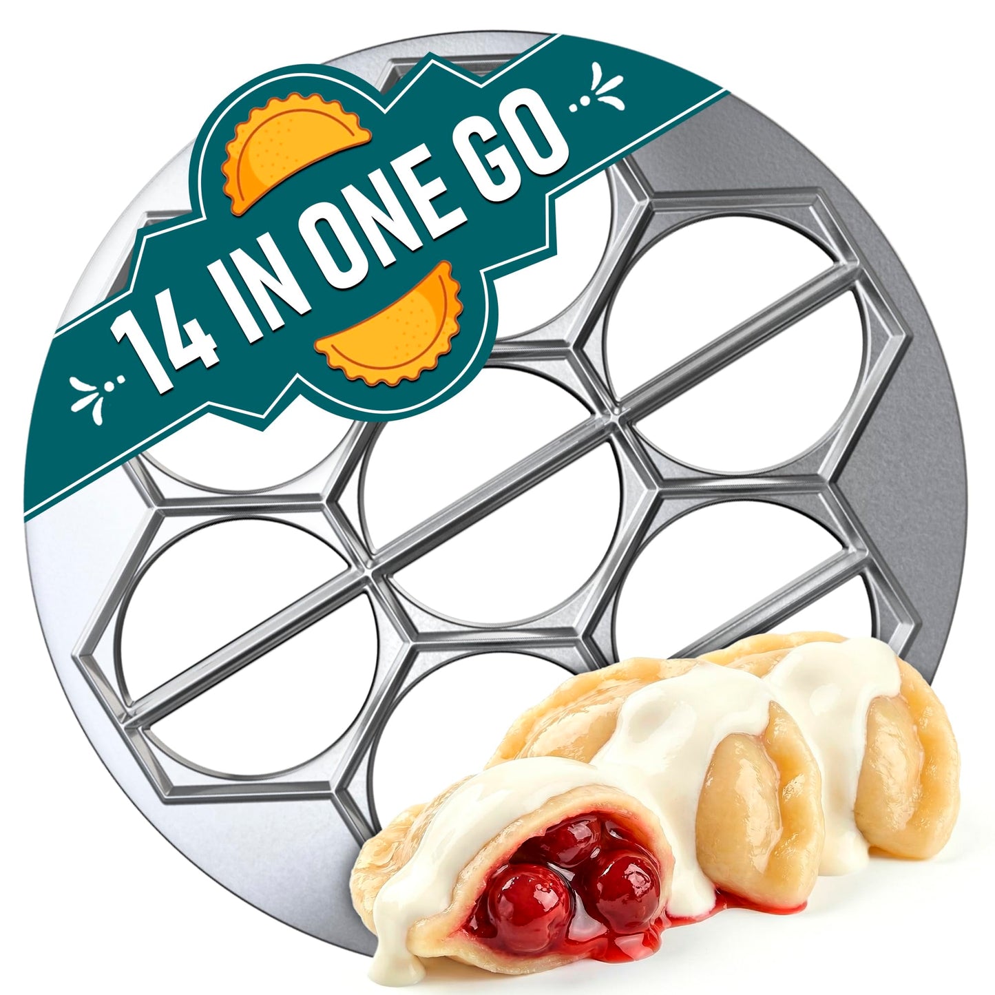 Vareniki & Pierogi Maker – Heavy-Duty 14-Slot Mold Press for Homemade Dumplings, Pierogi, Pastries, Samosas, Turnovers & More – Multi-Kitchen Tool for Global Recipes NEW