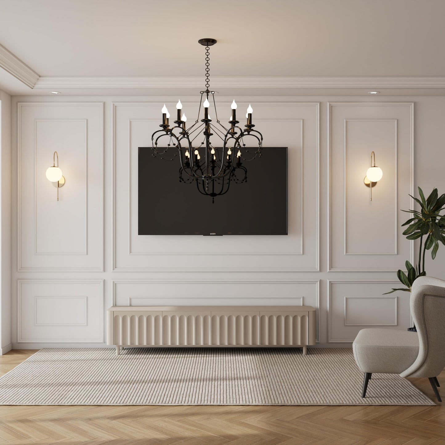 Pangda 3 Sets Peel and Stick Wall Molding Kit Inner and Outer Layer Style Premade Wainscoting Panel for Interior Wall Moulding Decor Accent Molding (31x63inch+78x63inch)