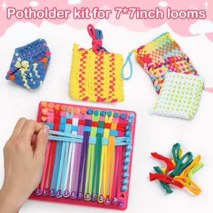 1500 PCS Weaving Loom 15 Color Loop 7 inch Potholder Durable Nylon DIY Craft Project for Rainbow Themed Potholder Weaving Loops Kit Elastic Ideal Gifts for DIY Crafts Supplies