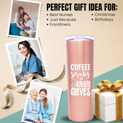 Brooke & Jess Designs Coffee Scrubs Nurse Gifts, Nurse Tumbler, Cups, Mug, Water Bottle for Medical Assistant