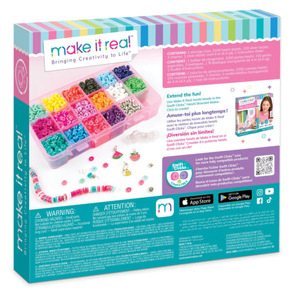 Make It Real Swift Clicks Heishi Bracelet Maker Beads with Storage Case - 3,356 Colorful Beads for Kids Ages 8+
