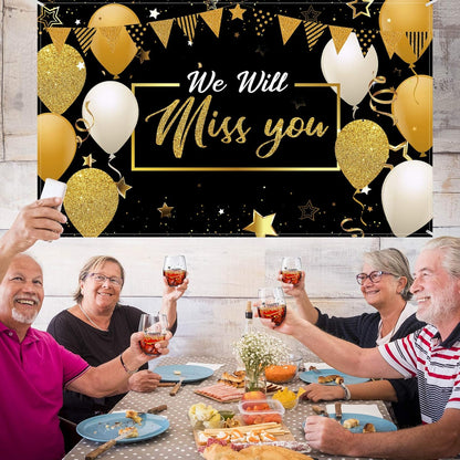 Patelai Happy Retirement Wine Glasses 17 oz, Stemless Wine Glasses for Women Men, Black and Gold Retirement Gift