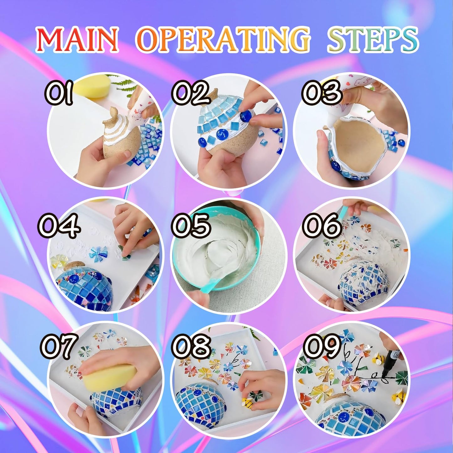 BOOPANREE Sea Glass Art Kit,DIY Resin Beach Art Kit,DIY Mosaic Arts and Craft Kits Ocean Painting Kit,2026 New Resin Sea Glass Art Kits,for Home Decoration, Bookshelf, Office, Windowsill (Style-A)