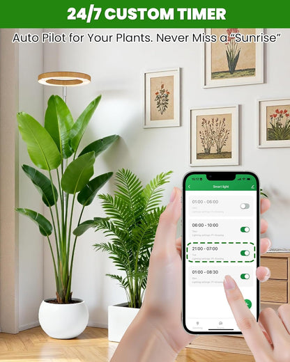 Plant Grow Light,yadoker Smart Plant Light Compatible with Alexa,Google for Indoor Plants,Height Adjustable,Customized