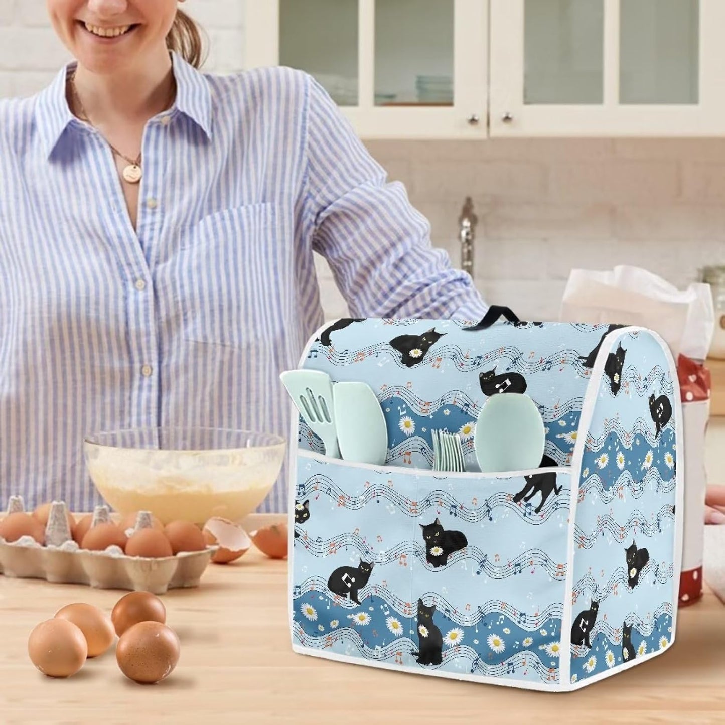 Cat Music Mixer Cover, Kitchen Appliance Covers to Keep Clean & Safe, Dustproof Compatible with 5-8 Qt Bowl-Lift Mixer