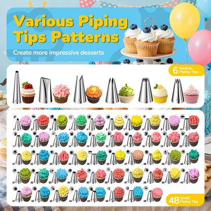 Cake Decorating Tools Supplies Kit: 164pcs Baking Accessories, Dessert Piping Syringe and Icing Tips Set - Puffs Cupcake Frosting Piping Bakery Set for Adults Beginners or Professional, Blue