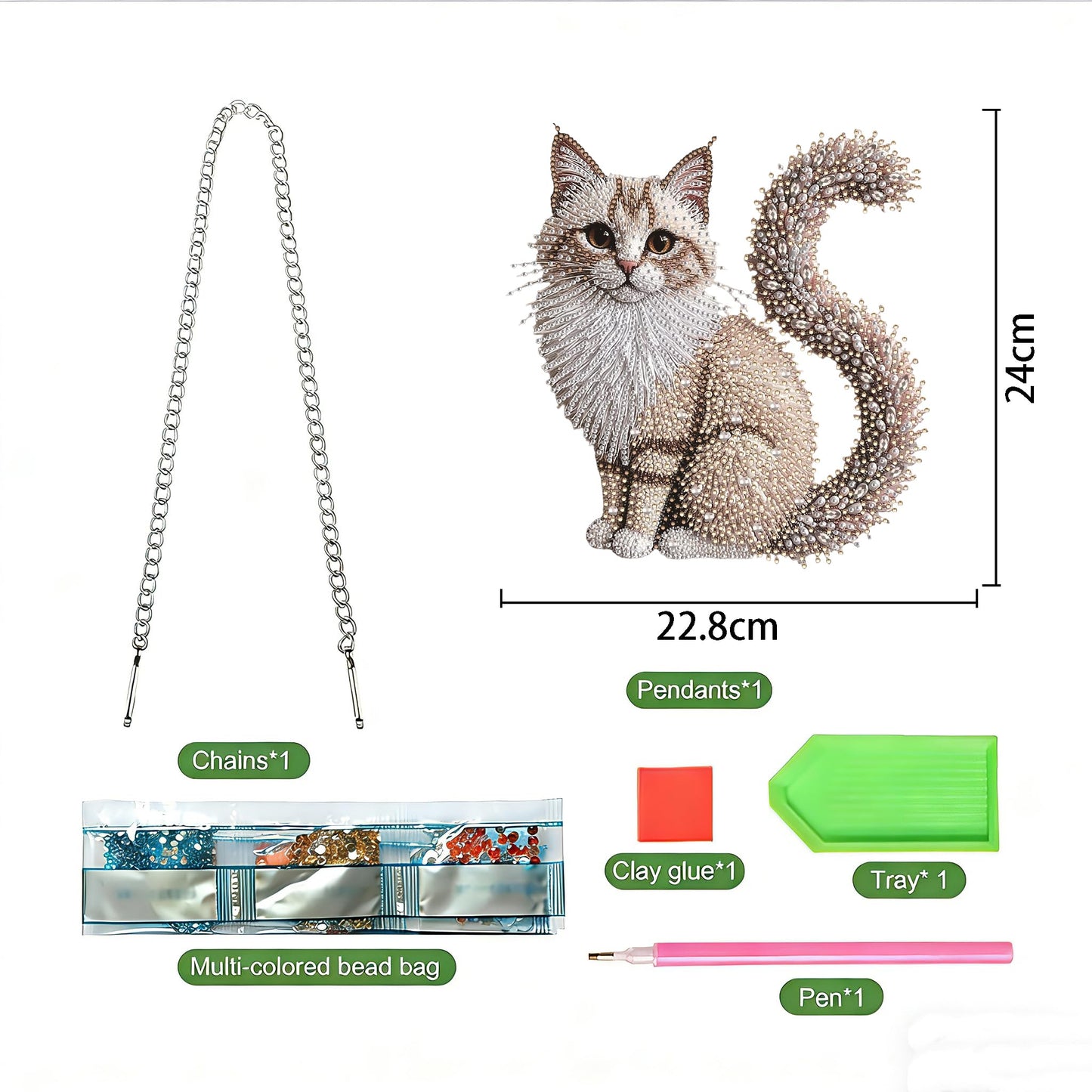LPDJITO DIY Hanging Diamond Art Pendant Painting Kit Cat, Acrylic Diamond Art Board Ornament for Adults
