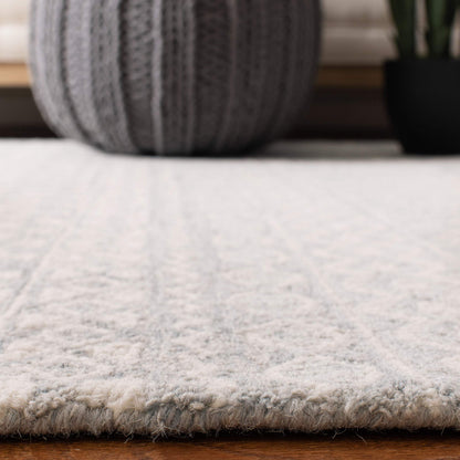 SAFAVIEH Micro-Loop Collection Area Rug - 7' Square, Aqua & Ivory, Handmade Moroccan Boho Tribal Wool, Ideal for High Traffic Areas in Living Room, Bedroom (MLP502K)