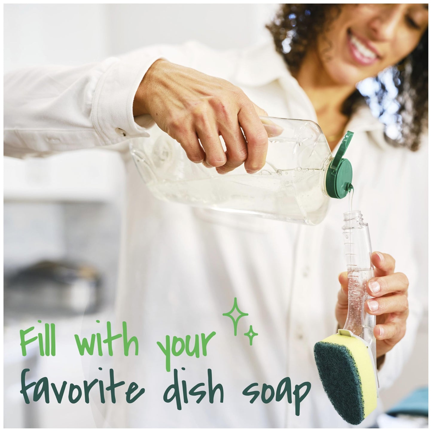 Scotch-Brite Heavy Duty Dishwand Kit, Includes 1 Wand & 7 Refill Pads, Keep Hands Out of the Mess