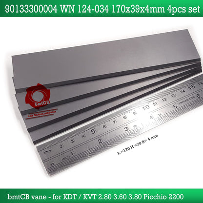 bmtCB Carbon vane 4pcs PM kit for Becker Pump Picchio2200 KDT2.80 KDT3.60 KDT3.80 KVT2.80 KVT3.60 KVT3.80 90133000004 WN124-034 DIM: 170mm x 39mm x 4mm