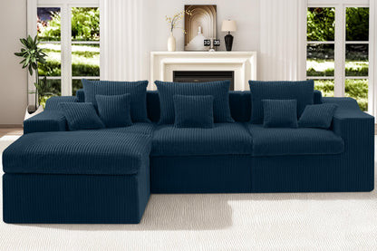 101" Modular Couch Sectionals with Ottoman, Big Comfy Cloud Couches, L Shaped 4 Seat Modular Sectional Sofa, Sectional Double Cushion Couches with Deep Seat for Living Room,No Assembly Required(Blue)