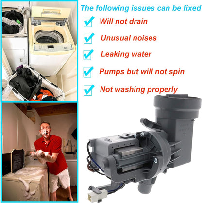 W10425238, WPW10605427 Washer Drain Pump Compatible with Whirlpool, Maytag, Amana Washing Machine, OEM Pump W10605427