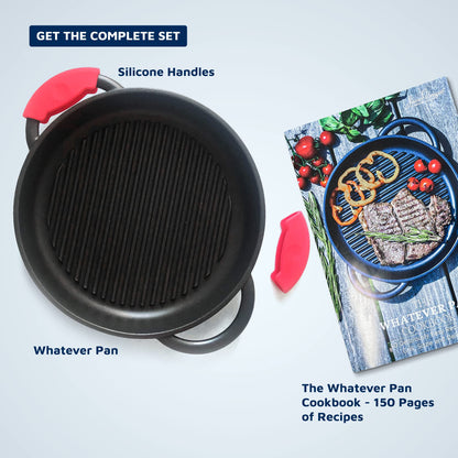 Jean-Patrique The Whatever Pan Cast Aluminum Griddle Pan for Stove Top - Lighter than Cast Iron Skillet Pancake Griddle with Lid - Nonstick Stove Top Grill 10.6" Diameter
