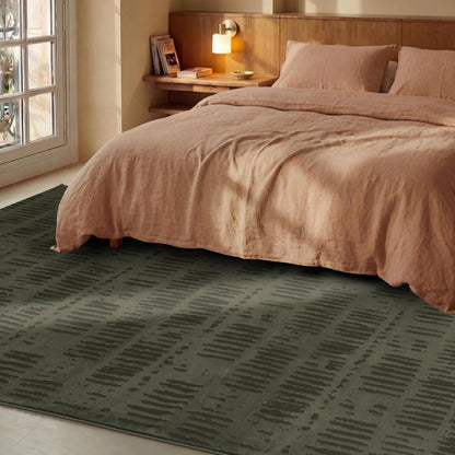 Revival Rugs Shell 8'x10' Area Rugs for Living Room Bedroom Dining Room - Washable, 100% Recycled, Oeko-TEX Certified, Modern, Medium Pile, Green