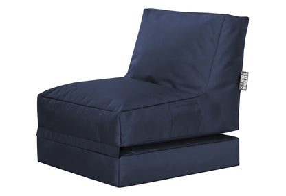Gouchee Home Brava Twist Collection Polyester Upholstered Foldable Bean Bag Lounge Chair, Navy