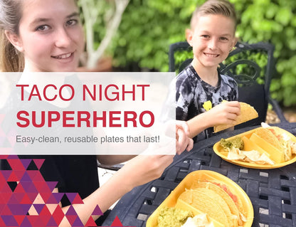Fiesta Taco Plate - Arrow Home Products 12 Pack, BPA Free Plastic, Includes 3 Taco Holders
