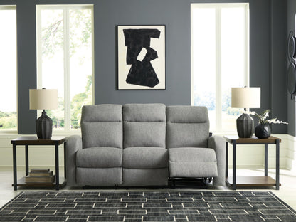 Signature Design by Ashley Carrigan Lane Classic Manual Pull Tab Dual Sided Reclining Sofa with Position Lock, Gray