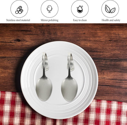 Hemoton 6pcs Bent Spoon Set, Curved Handle Stainless Steel Salad, Serving, Canape, Buffet Spoons