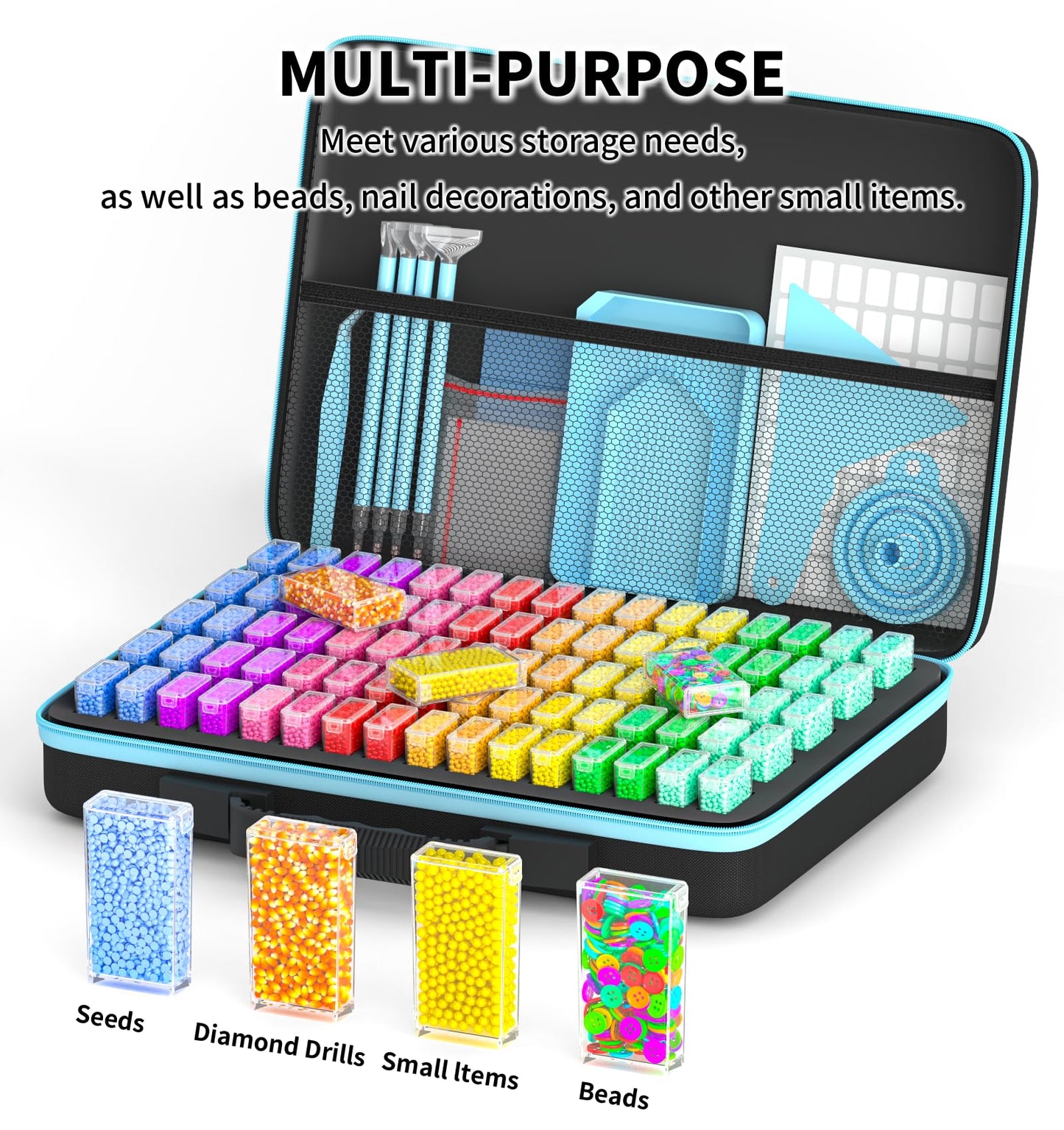 VANSUNS Diamond Painting Storage Containers Kits, Thickened Waterproof Portable Bead Storage Boxes for Diamond Painting Accessories and Tools, 80 Square Bottles