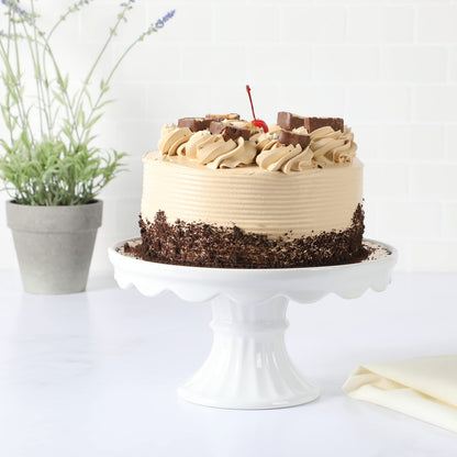 Martha Stewart Patterson 10" Round White Stoneware Pedestal Cake Stand, 5.1" Tall - Fits 9" Cakes | Elegeant Display Plate Stand for Parties, Weddings & Desserts