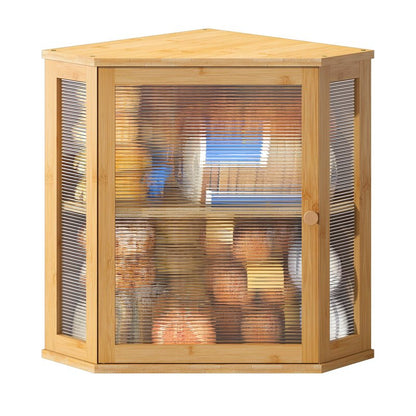 BMOSU Corner Bread Box for Kitchen Countertop Double Layer Bamboo Wooden Bread box Large Capacity Bread Storage Bin(Natural, Extra Large)
