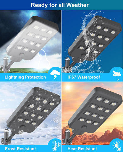 JAYNLT X-13000W Solar Street Lights Outdoor, Ultra-Large 3000K/4000K/6500K Commercial Parking Lot Lights Dusk to Dawn,IP67 Waterproof Solar Power Flood Security Light for Playground,Road