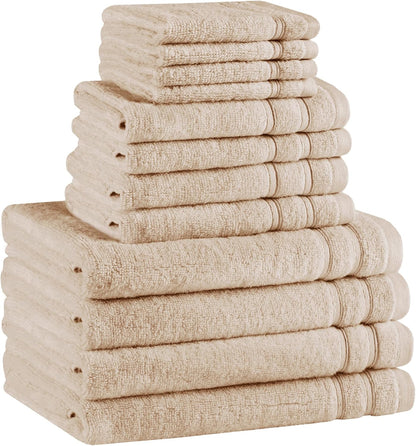12-Piece Set 4 4 4 100% Comfort Spaces Luxury Bath Towel - Large, Hand, Washcloth, Cotton, Quick Dry, Zero Twist, Soft