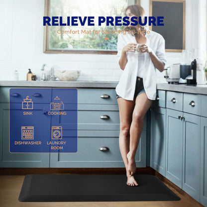 FEATOL Anti Fatigue Mat for Standing, 9/10 Extra Thick Ergonomic Standing Desk Mat, Comfort Memory Foam Standing Mat at Home,Office All Day (20" x 32", Black, 1PC)