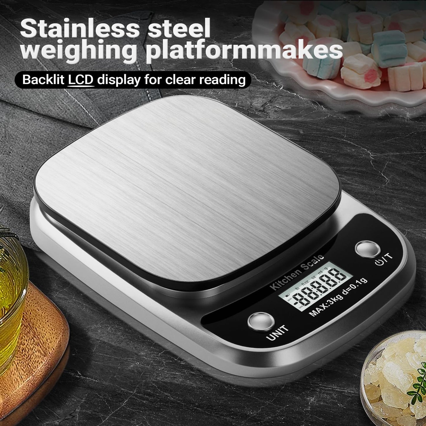 GRAM PRES Food Kitchen Scale Digital Weight Grams and Oz，Professional Small Digital Kitchen Food Scales 3kg/0.1g for Weight Loss
