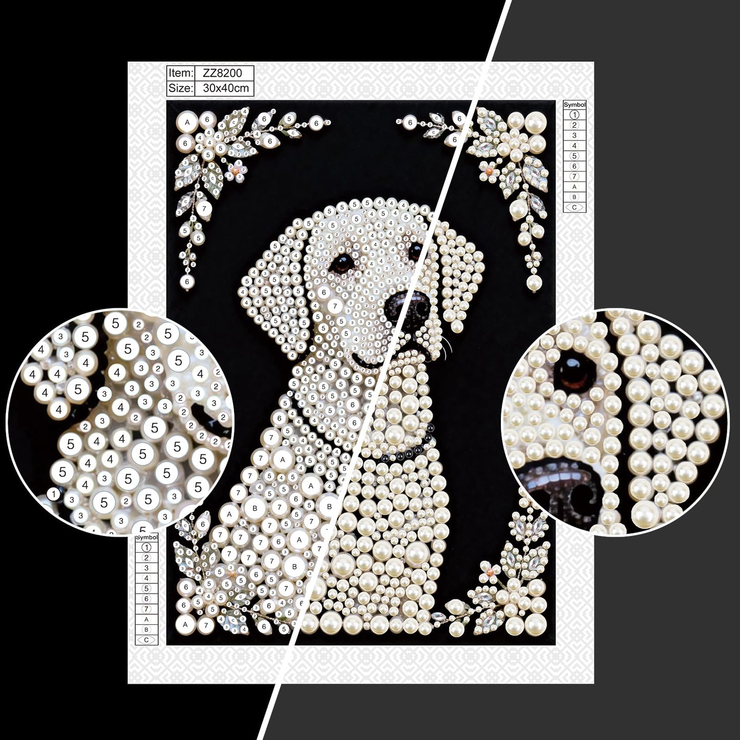 Stalente Pearl Diamond Painting Kits for Adults Dog, 5D Special Shape Diamond Art Kits for Beginners, Crystal Rhinestones Diamond Painting for Home Wall Decoration Gift 12×16inch, Animal