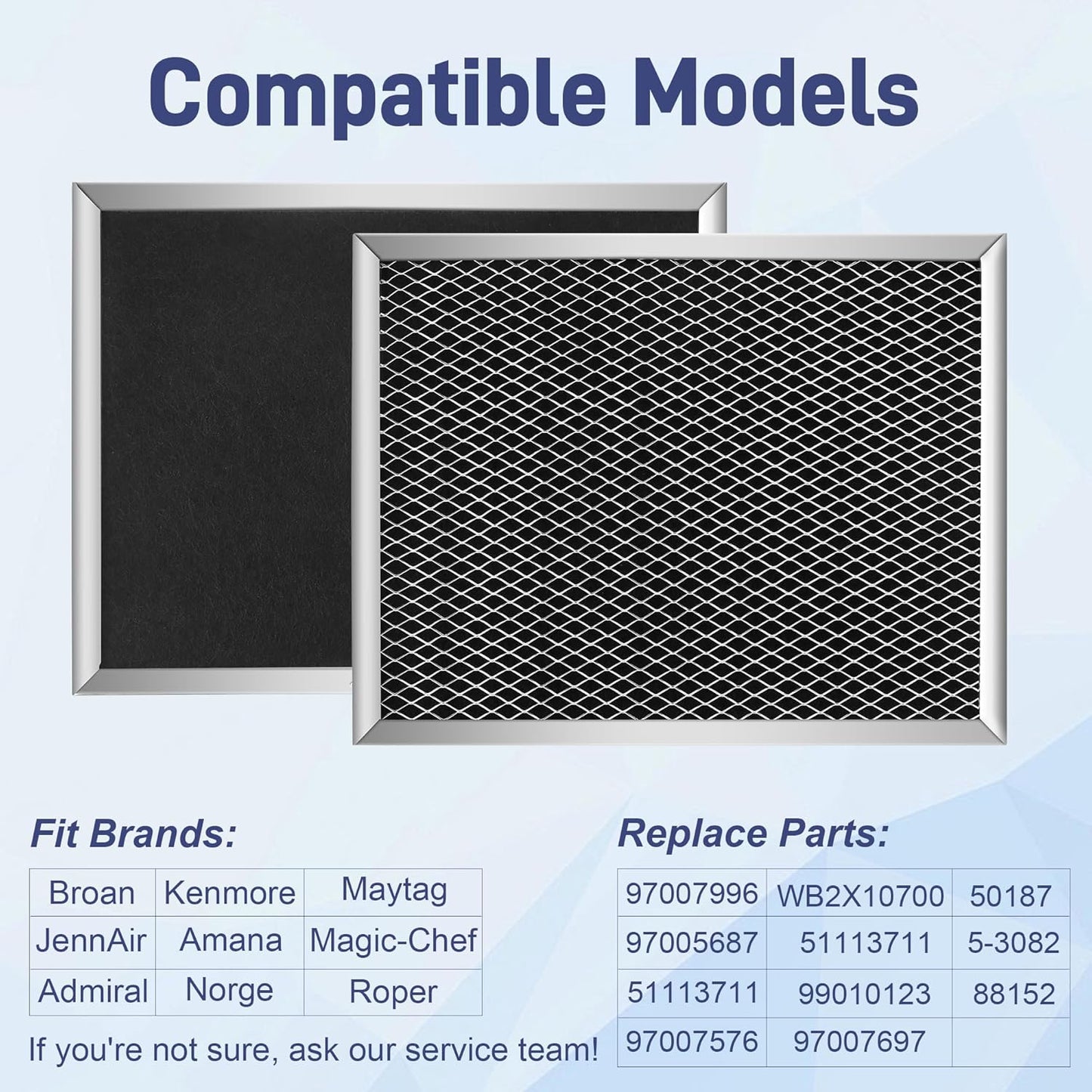 97007696 Range Hood Filter for Bro.an Range Hoods - Aluminum Mesh & Activated Carbon Cotton, 2 Pack, 8-3/4 x 10-1/2 x
