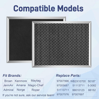 97007696 Range Hood Filter for Bro.an Range Hoods - Aluminum Mesh & Activated Carbon Cotton, 2 Pack, 8-3/4 x 10-1/2 x