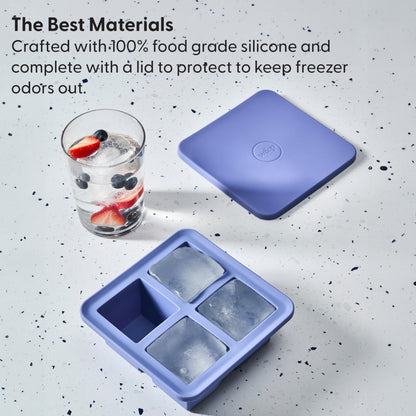 W&P Peak Silicone Extra Large Cube Ice Tray w/ Protective Lid | Charcoal | Easy to Remove Ice Cubes | Food Grade Premium Silicone | Dishwasher Safe, BPA Free