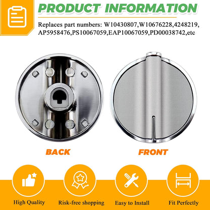 Techecook Upgraded Gas Stove Knobs Replacement for Whirlpool Gas Range, 5PACKS W10766544 W10430807