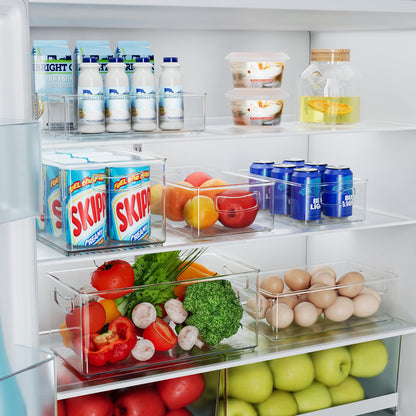 Heyuzb 8 PACK Freezer Organizer Bins Fridge Organizer Storage Stackable Deep Freezer Storage Bins with Side Handles Refrigerator Organizers and Storage Home Organization Must Haves