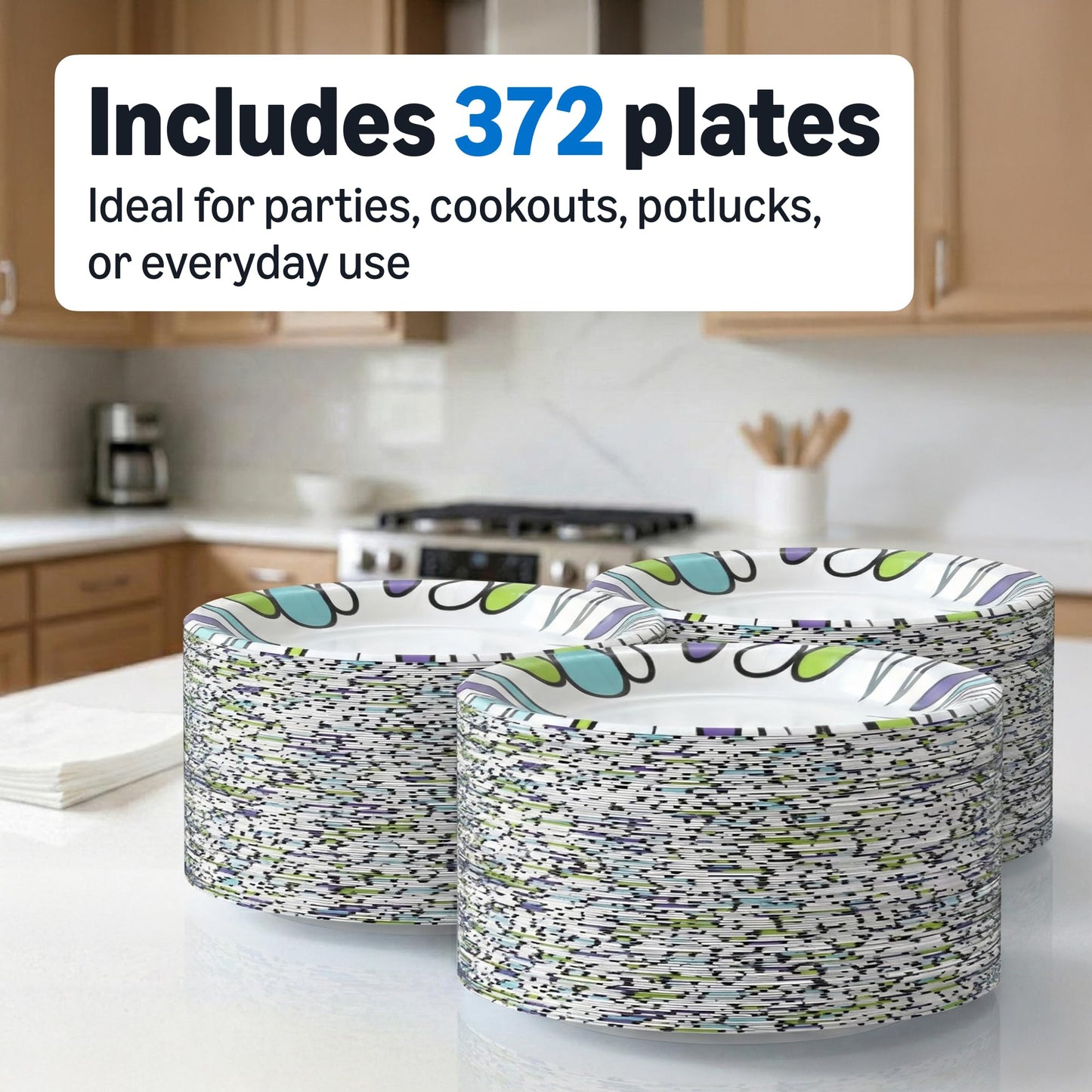 Amazon Basics Ultra Paper Plates, 10 Inch, Disposable, 372 Count (2 Pack of 186), Packaging May Vary