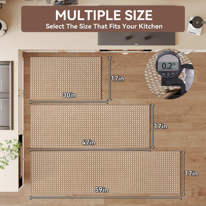YDKGL Kitchen Rugs Mat Non Slip Washable, Super Absorbent Kitchen Mats for Floor, Rubber Backing Soft Braided Standing Floor Mats Sink Mat Runner Rug, Easy to Clean and Maintain, Brown 17"x30"