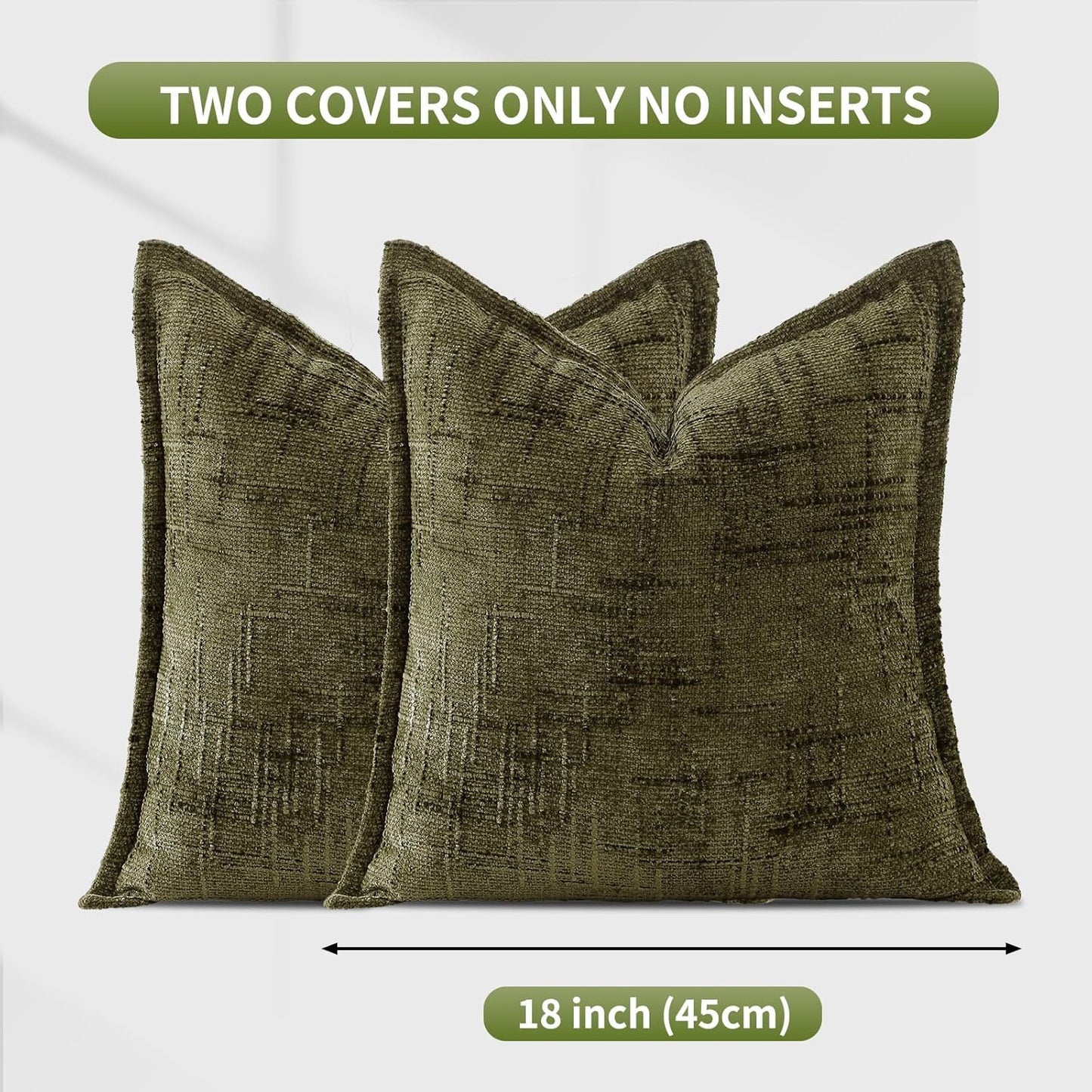 18x18 Set 2, HPUK Fall Chenille Soft Throw Pillow Covers of Accent Cushion Covers for Living Room, Bedroom, Decorative