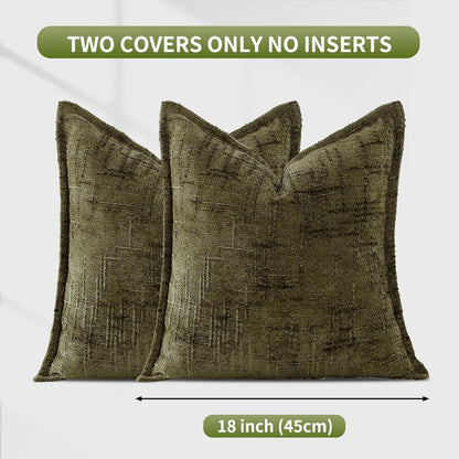 18x18 Set 2, HPUK Fall Chenille Soft Throw Pillow Covers of Accent Cushion Covers for Living Room, Bedroom, Decorative