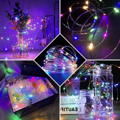 Fairy Lights 7Ft Twinkle String Lights - 20 LED Waterproof Battery Operated | Rainbow-Pastel for Parties & Weddings