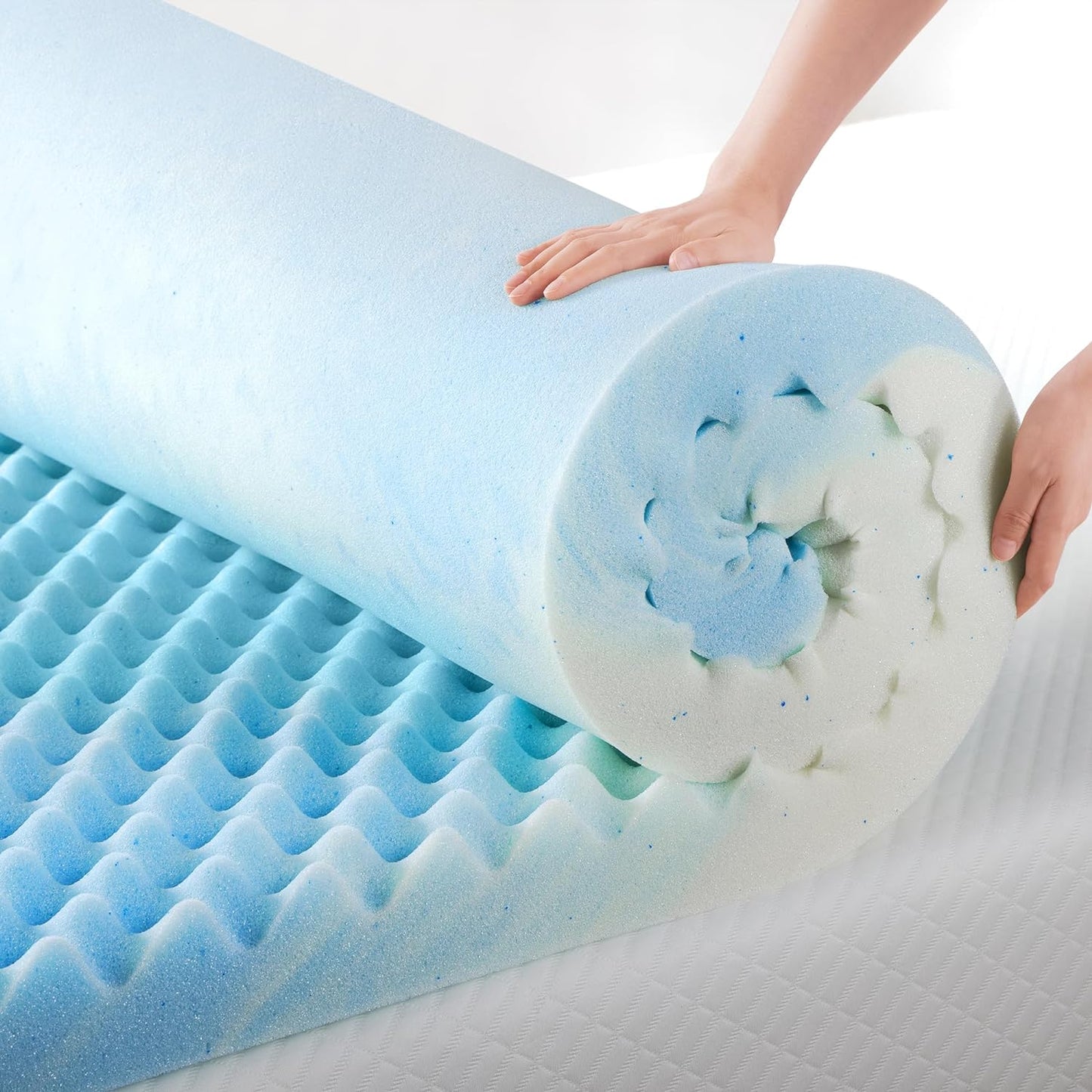 ZINUS 1.5 Inch Swirl Gel Cooling Memory Foam Mattress Topper – CertiPUR-US Certified, Full Size, Convenient Packaging