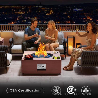 Jocoevol 28 Inch Fire Pit Table Propane Fire Pit 40,000btu Gas Fire Pits for Outdoor Outside Patio with Burner Lid, Glass Rocks