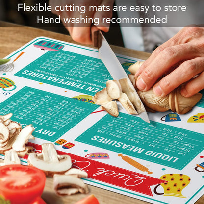 Cut N' Funnel Quick Conversion Measurement Chart on Flexible Cutting Board Mat, BPA Free, Made in the USA