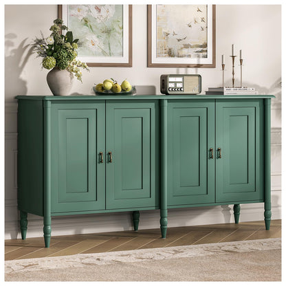 JOINICE 59" Sideboard Buffet Cabinet with Storage,Vintage Credenza with Adjustable Shelves & Solid Wood Legs,Accent Cabinet for Living Room,Dining Room,Kitchen,Bar,Entryway,Hallway,TV Console,Green