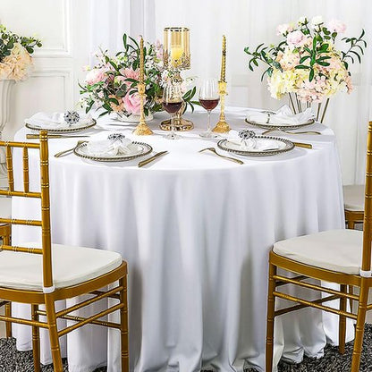 kapwall 6 Pack Round White Tablecloth - 120Inch (304cm) - Washable Polyester Table Cloth Decorative Fabric Table Cover for Wedding,Restaurant,Party.
