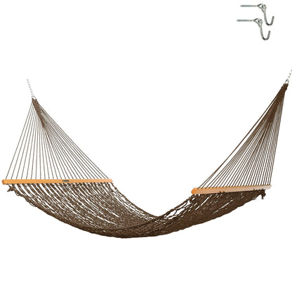 Original Pawleys Island Deluxe Antique Brown DuraCord Rope Hammock – 13 ft. x 65 in, 2-Person, 450 lb Capacity, Oak Spreader Bar, Zinc-Plated Hardware, Handcrafted in the USA