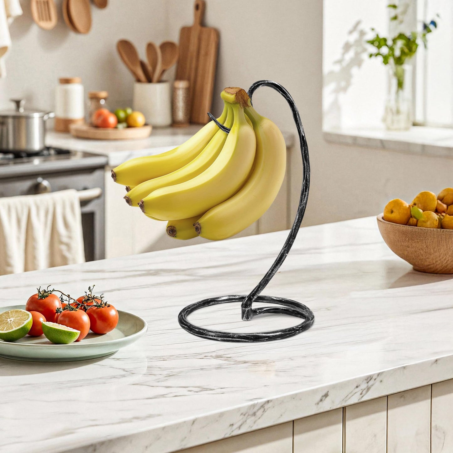 Banana Holder Stand, Hand Forged Banana Hanger, Banana Stand With Hammered Finish, Metal Bananas Tree to Keep Bananas Fresh