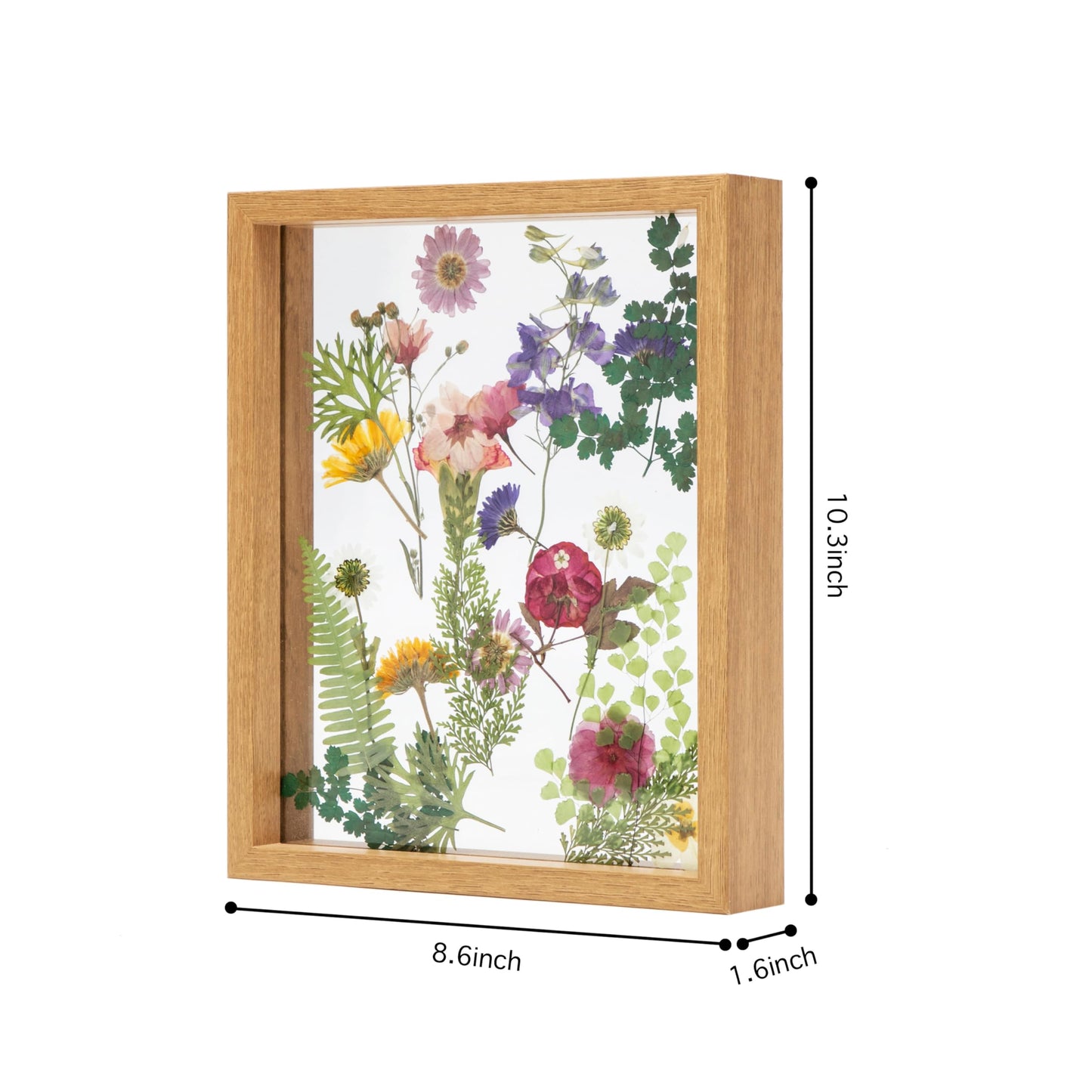 Twodays Birth Flower Mother's Day Craft Kit for Mom/Grandma - 33 Real Pressed Flowers Art DIY Set, With 8x10 Double Glass Frame & Tools, Unique Handmade Birthday Christmas Gift from Daughter (Natural)